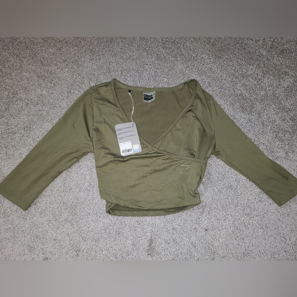 Gymshark Ballet Crop Top size Small NEW w/ Tags Khaki Green